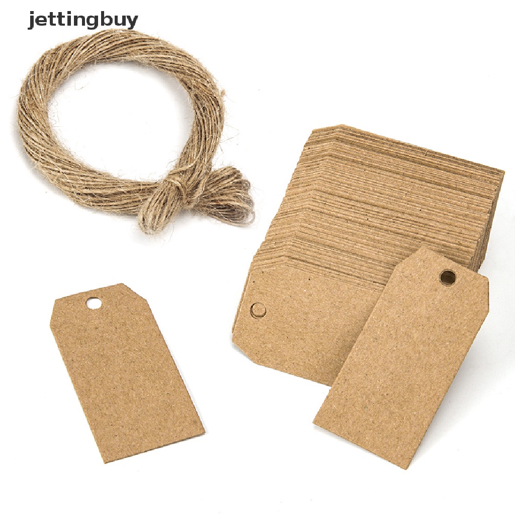 Bộ 100 Thẻ Giấy Kraft Nâu Có Lỗ Dùng Trang Trí Quà Cưới Hoặc Tiệc Tùng QDD