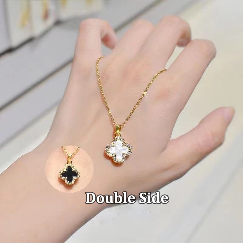 Vòng cổ choker IF YOU màu vàng kim mặt cỏ ba lá đơn giản cho nữ