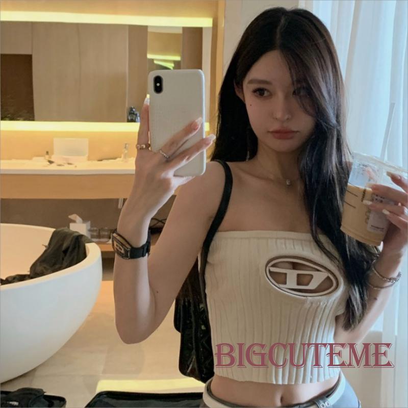 Áo Croptop Dệt Kim Không Tay Hở Vai Co Giãn Thời Trang Mùa Hè Dành Cho Nữ