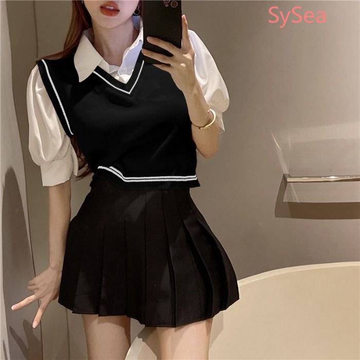 Áo Dệt Kim Tay Phồng Cổ Bẻ Thời Trang Mùa Hè Cho Nữ