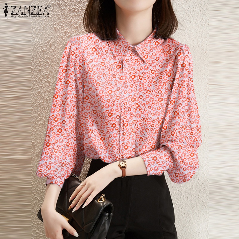 Áo sơ mi nữ ZANZEA tay dài họa tiết hoa thời trang thanh lịch