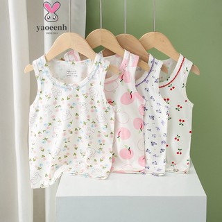 【YAOEENH】Áo Sát Nách 100-160cm Chất Liệu Cotton Lycra In Họa Tiết Dễ Thương Cho Bé