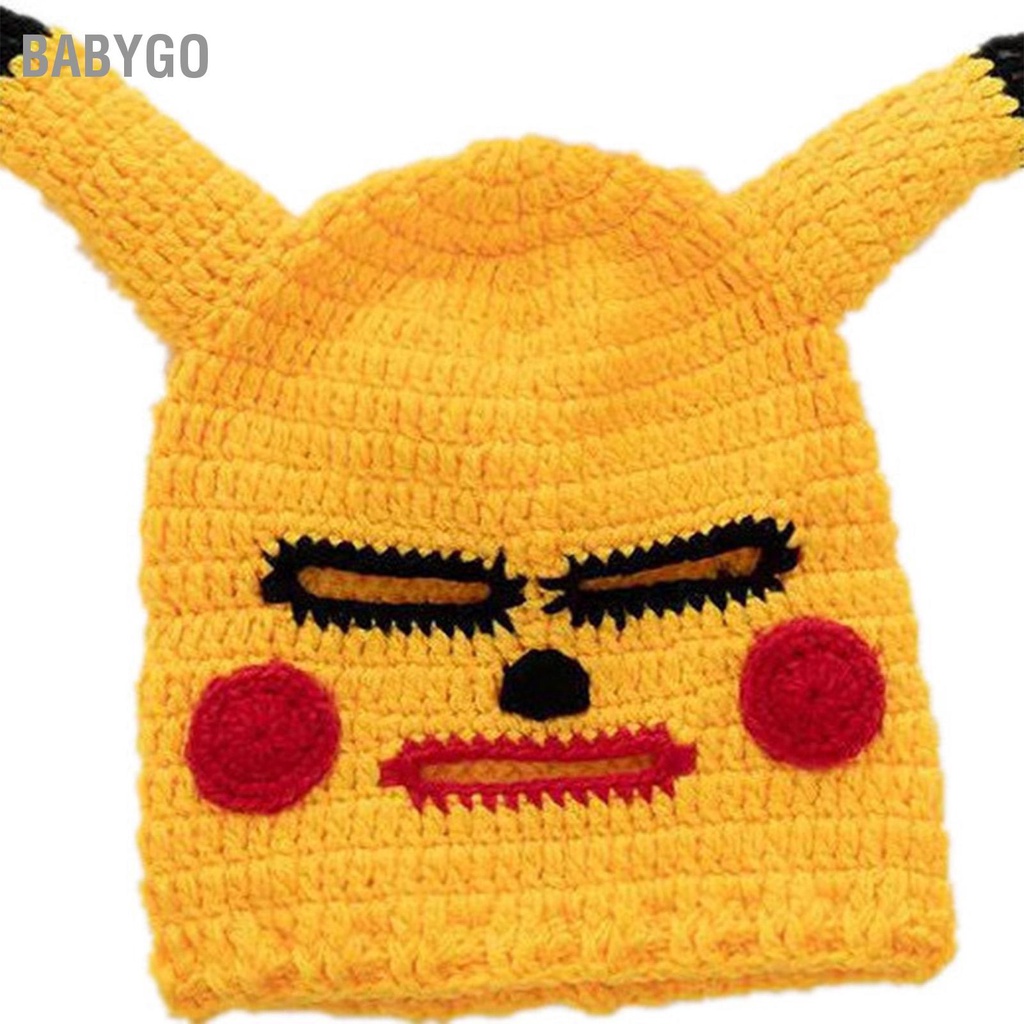 ● Mũ len hình Pikachu đội đầu hài hước, Mặt nạ dễ thương, Mũ Len đội đầu độc lạ
