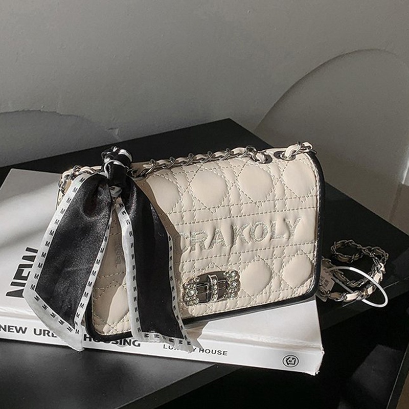 IELGY Túi Đeo Chéo Kẻ Ô Lưới Hình Thoi Phối Dây Xích Thiết Kế Chất Lượng Cao Phong Cách Nước Ngoài Cho Nữ