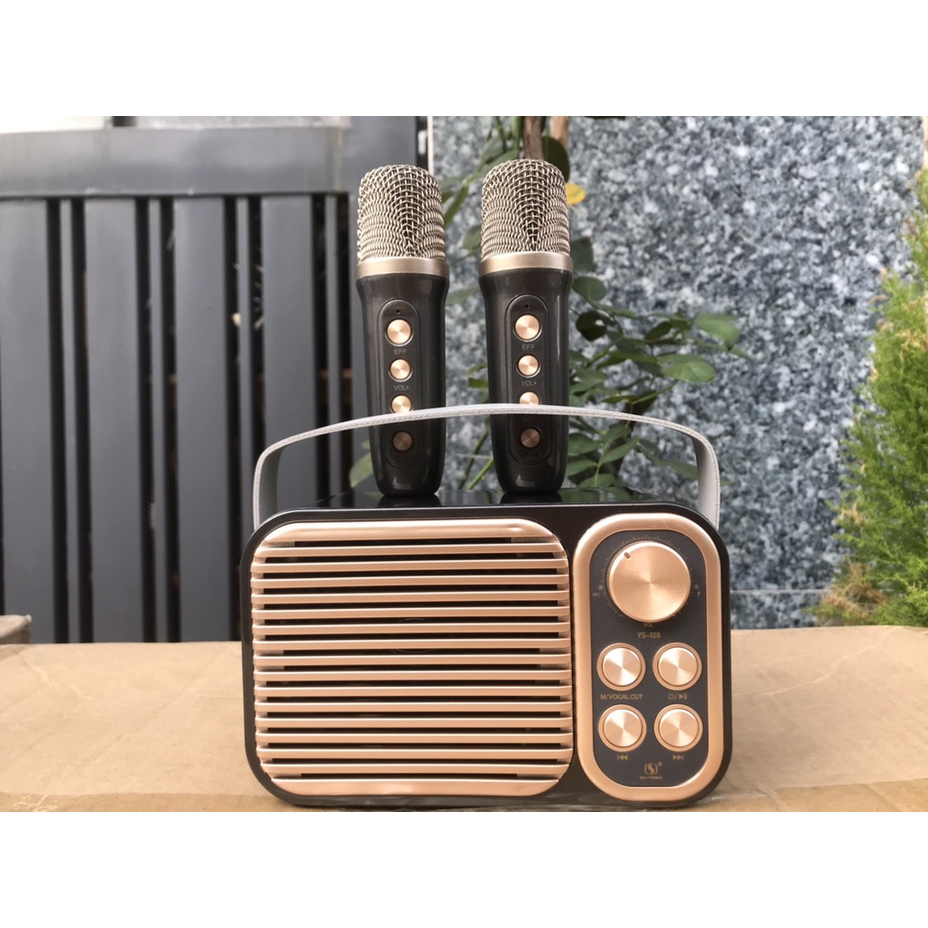 Loa Karaoke Mini YS106 Kèm 2 Micro Không Dây