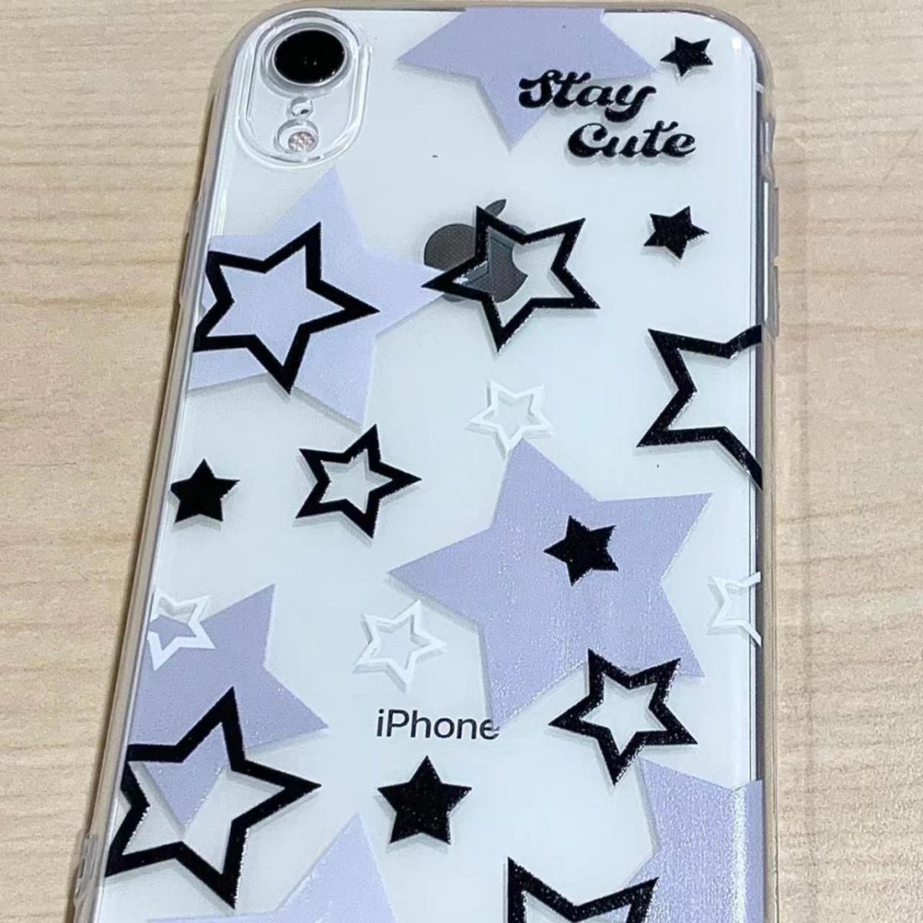 ✅Ốp Điện Thoại Trong Suốt Họa Tiết Ngôi Sao Trắng Phong Cách Đơn Giản Cho iPhone14ProMax 8plus x / xs 12In TPT4