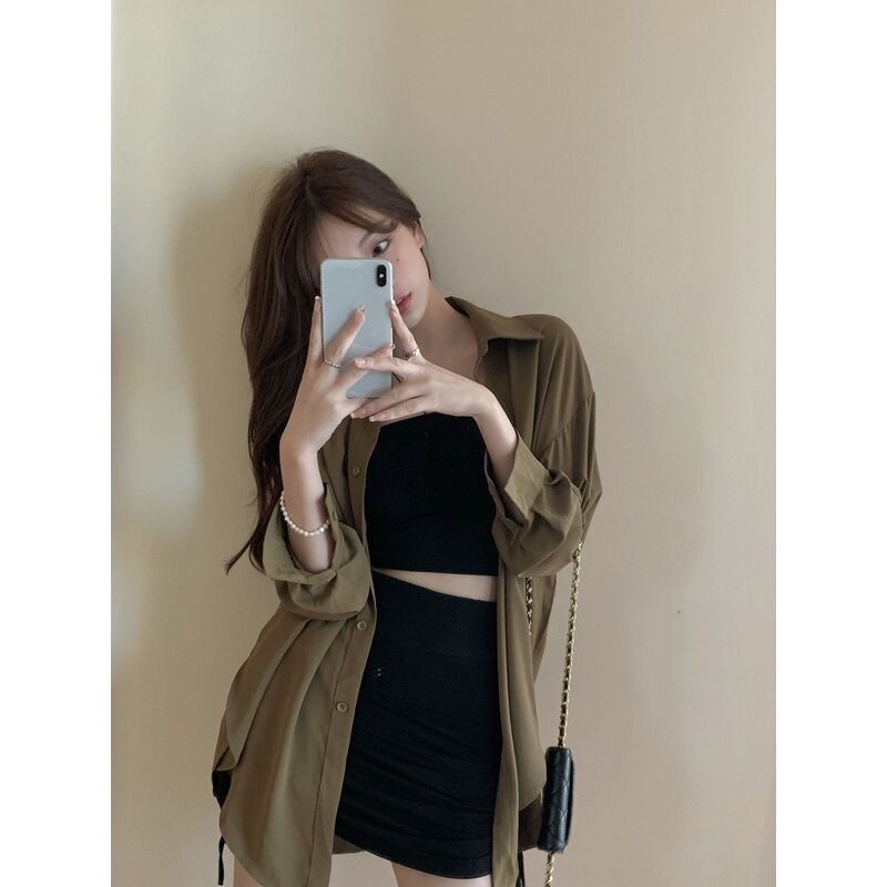 Áo Khoác Sơ Mi Tay Dài Dáng Rộng Thời Trang Xuân Thu 2023 Mới Cho Nữ