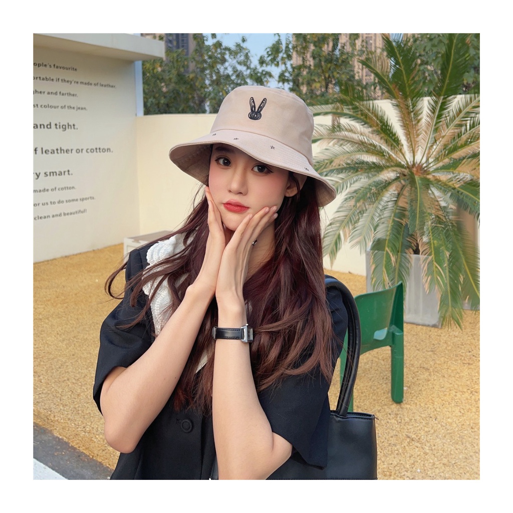 Nón Tai Bèo Thêu Họa Tiết Hoạt Hình Dễ Thương Phong Cách Hàn Quốc Thời Trang Xuân Hè Cho Nữ
