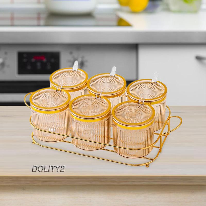 Set 2 Hộp Đựng Gia Vị Có Nắp Và Giá Đỡ Cho Nhà Bếp