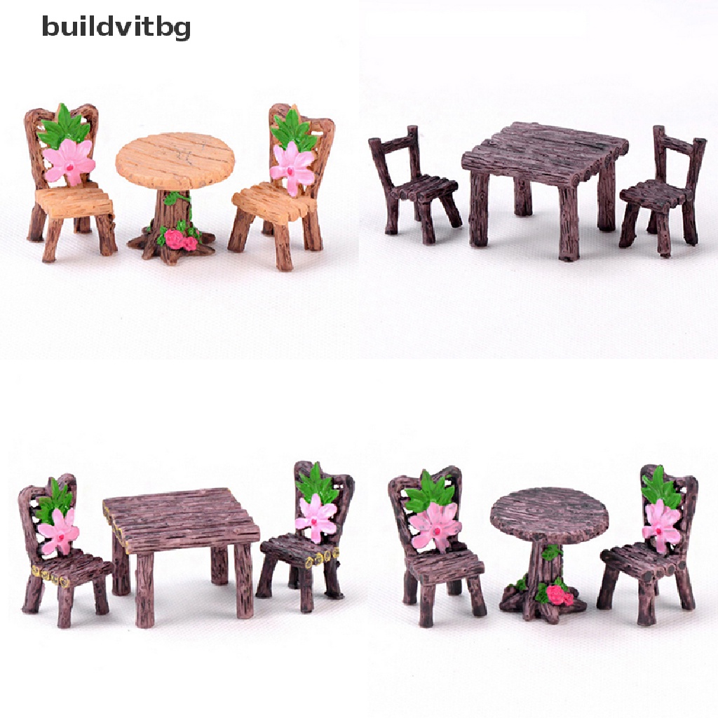 Set 3 Mô Hình Bàn Ghế Mini Trang Trí Tiểu Cảnh