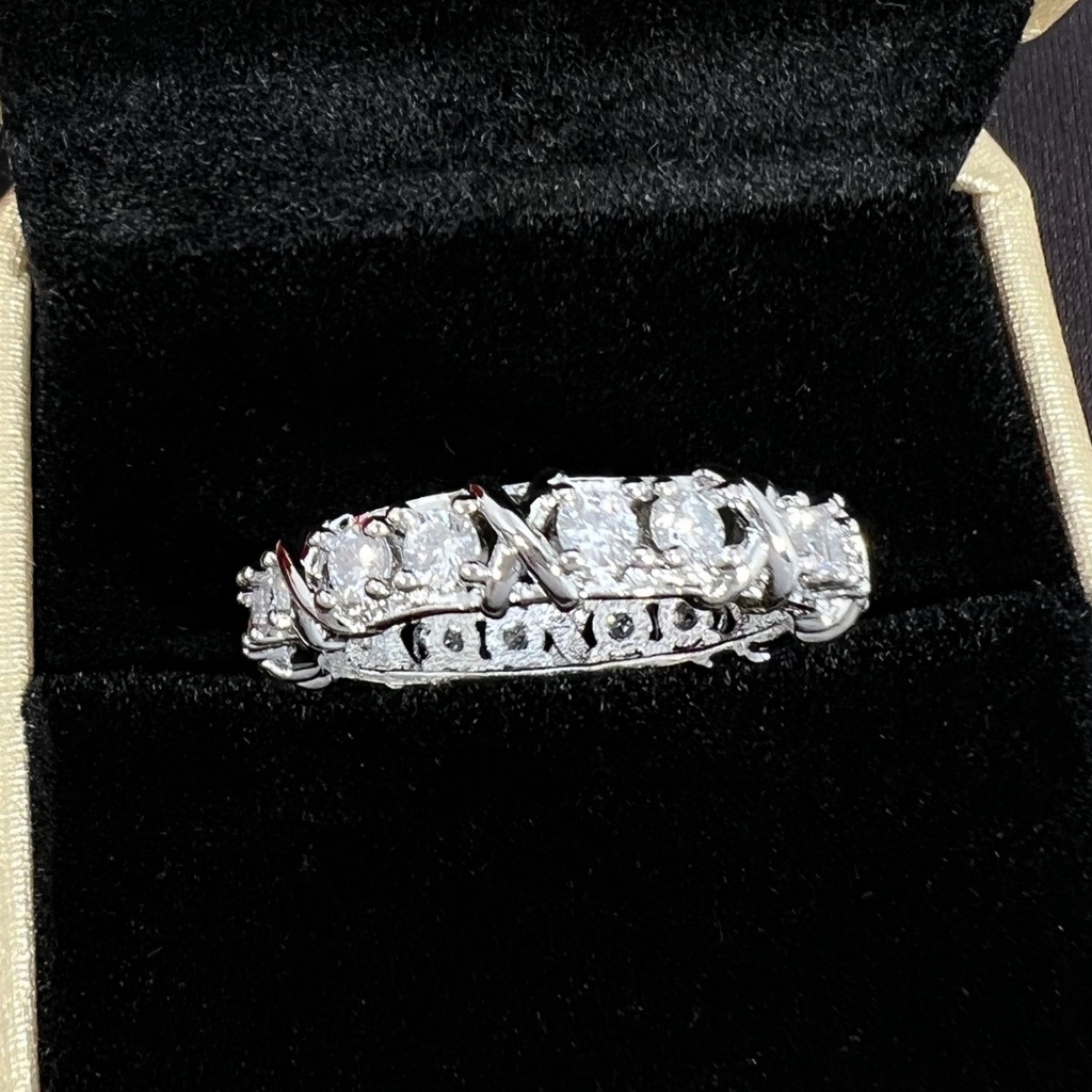 ♥Nhẫn Hình Chữ Thập XO Màu Bạc / Vàng Trắng Thời Trang Cho Nữ