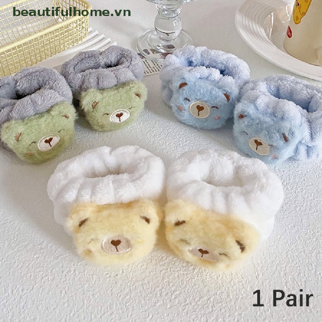 Set 2 Băng Đeo Cổ Tay Bằng Lông Cừu Họa Tiết Hoạt Hình Cho Spa