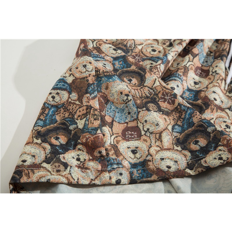 Áo Sơ Mi Tay Ngắn In Hoạt Hình Gấu + Quần short Dáng Rộng Thời Trang Mùa Hè 2023 Cho Nam