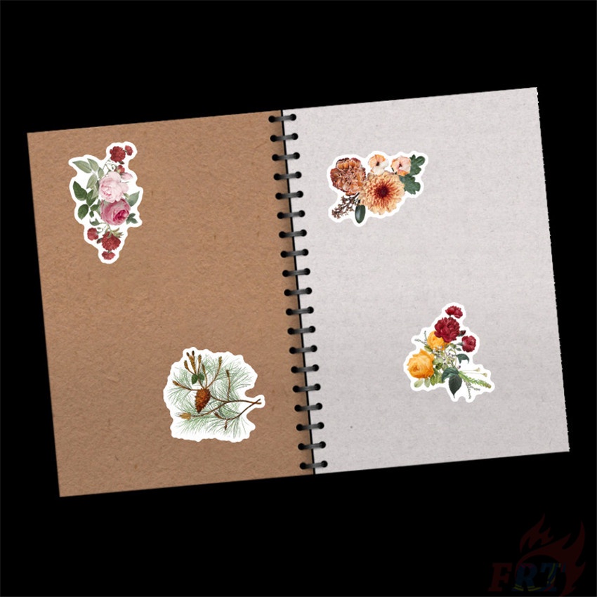 ❉ Miếng Dán Trang Trí Hình Hoa Phong Cách Vintage ❉ Bộ 40 Hình Dán Chống Thấm Nước Dùng Trang Trí Sổ Tay DIY