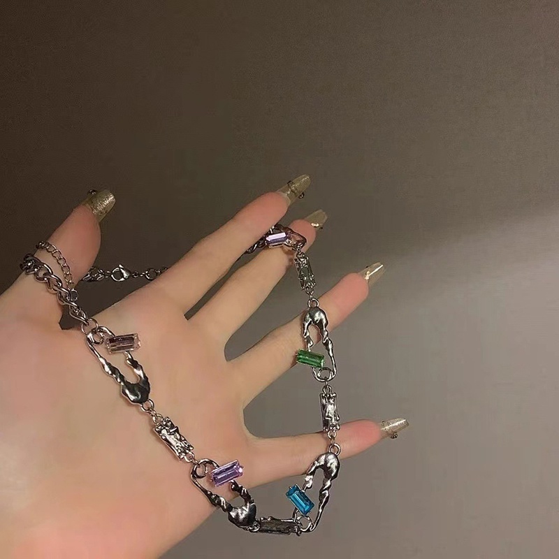 Vòng cổ Hợp Kim Mặt Hình Học Đính Đá Xinh Xắn Cho Nữ