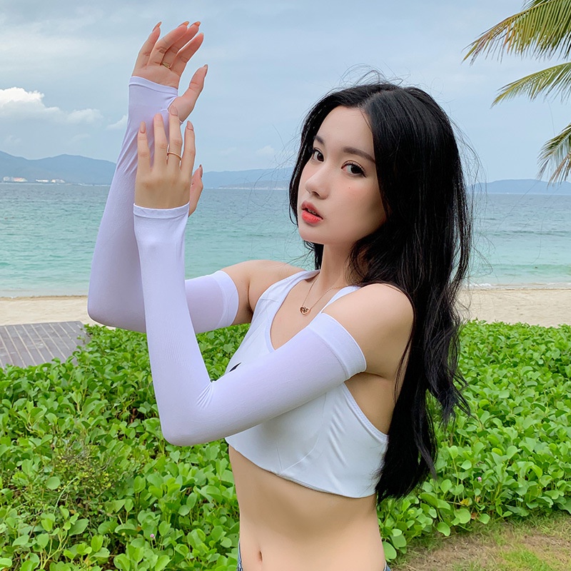 Ống Tay Dài Chống Nắng Màu Trơn Thời Trang Mùa Hè