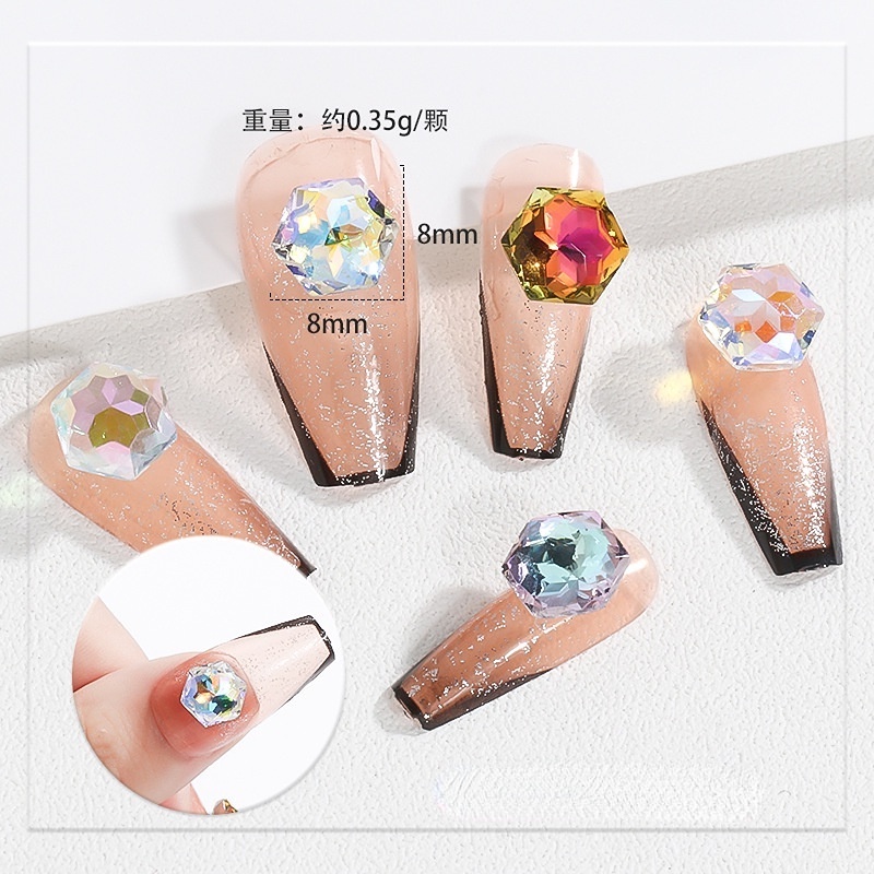Hộp Phụ Kiện Đá Lục Giác Đính Trang Trí Móng Tay