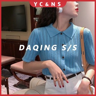 Áo Thun Polo Ngắn Tay Phong Cách Retro Hàn Quốc 2023 Cho Nữ