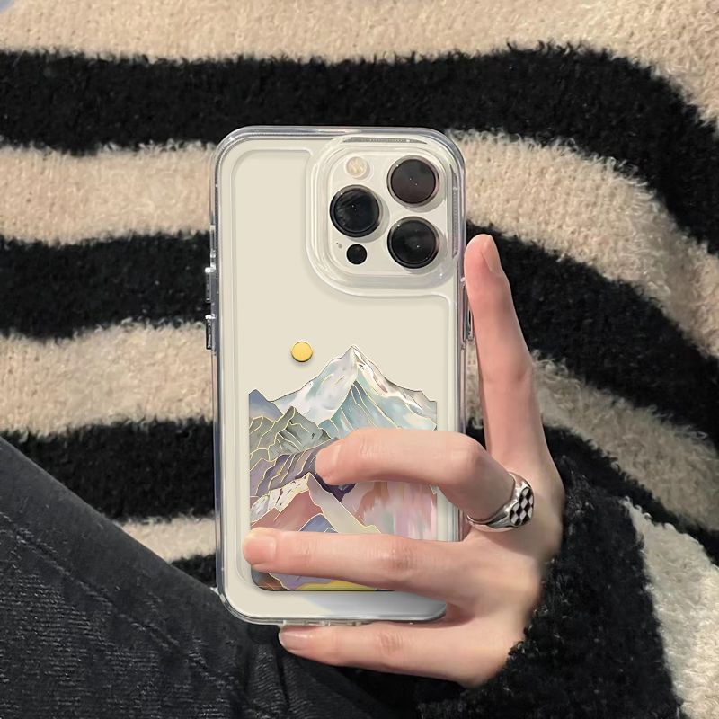 ✅Ốp Điện Thoại Mềm Chống Sốc Họa Tiết Núi Tuyết Đầy Màu Sắc Cho iPhone14promax 13 / 12 / 11 xr / xs 78p 7I2F