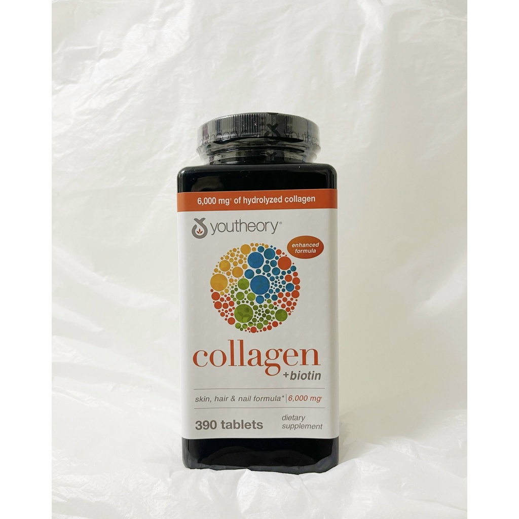 Lọ 390 Viên uống đẹp da Collagen Youtheory+ Biotin mỹ