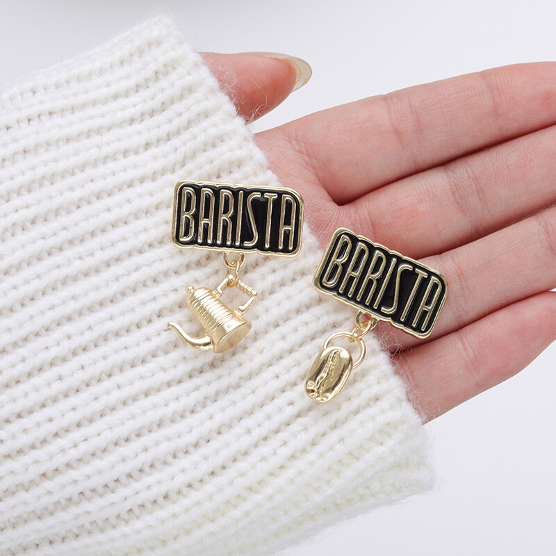 Ghim Cài Áo Kim Loại Tráng Men Hình Hạt Cà Phê Thời Trang Cho Bạn Bè