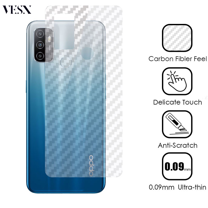 Miếng dán mặt lưng cacbon chống vân tay Cho OPPO A93 A73 A53 A33 A92 A72 A52 A32 A12 A91 A31 A5s A3s F11 F9 Pro A5 A9 2020 5G 4G 2023