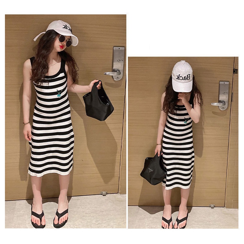 Bololo Đầm Yếm Kẻ Sọc Phong Cách Hàn Quốc Cho Bé Gái