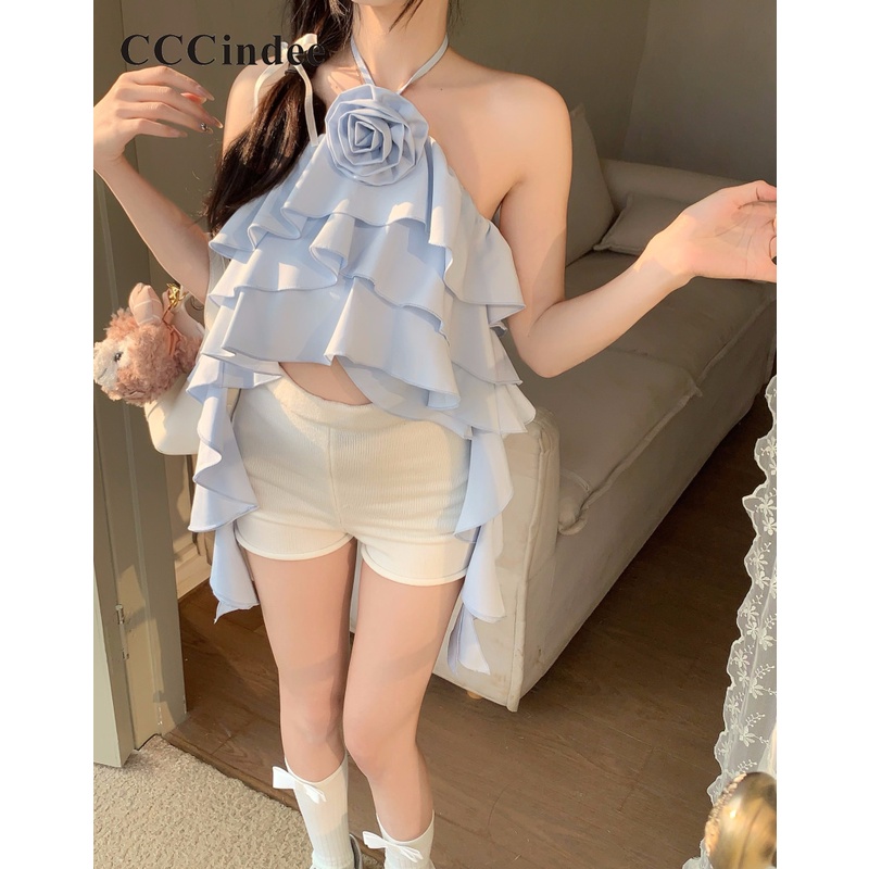 Áo Hai Dây Mùa Hè Màu Trơn Họa Tiết Hoa Gợi Cảm Thời Trang 2023 Cho Nữ