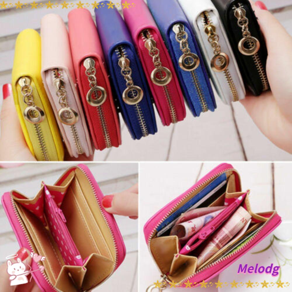 Ví Cầm Tay Mini Có Khóa Kéo Đựng Thẻ Đính Nơ Dễ Thương Cho Nữ