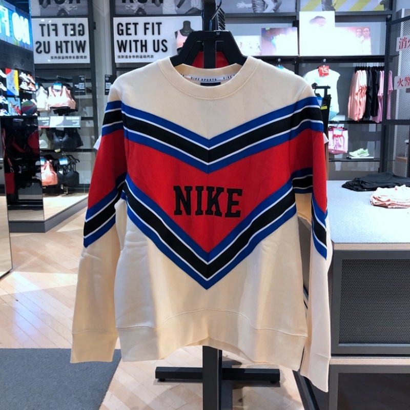 Áo Sweater nike100 Dệt Kim Dày Dặn Ấm Áp Thêu Họa Tiết Tương Phản Kiểu vintage Thời Trang Cho Nữ