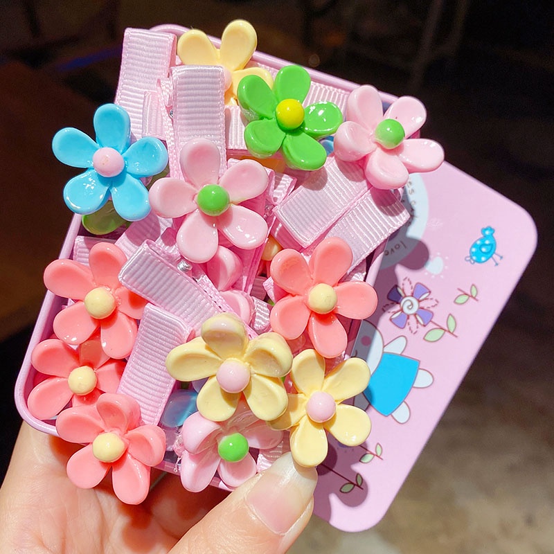 Bộ 10 Kẹp Tóc Cao Su Họa Tiết Hoạt Hình Dễ Thương Cho Bé