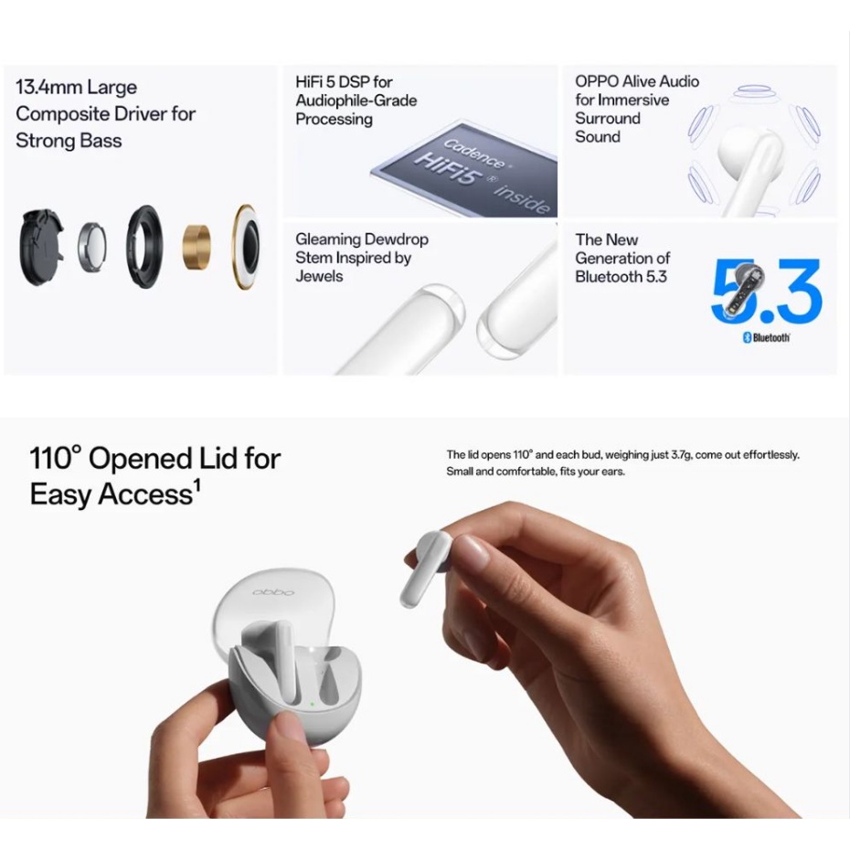 Tai Nghe Bluetooth 5.3 IP54 Nhét Tai Không Dây OPPO Enco AIR 3
