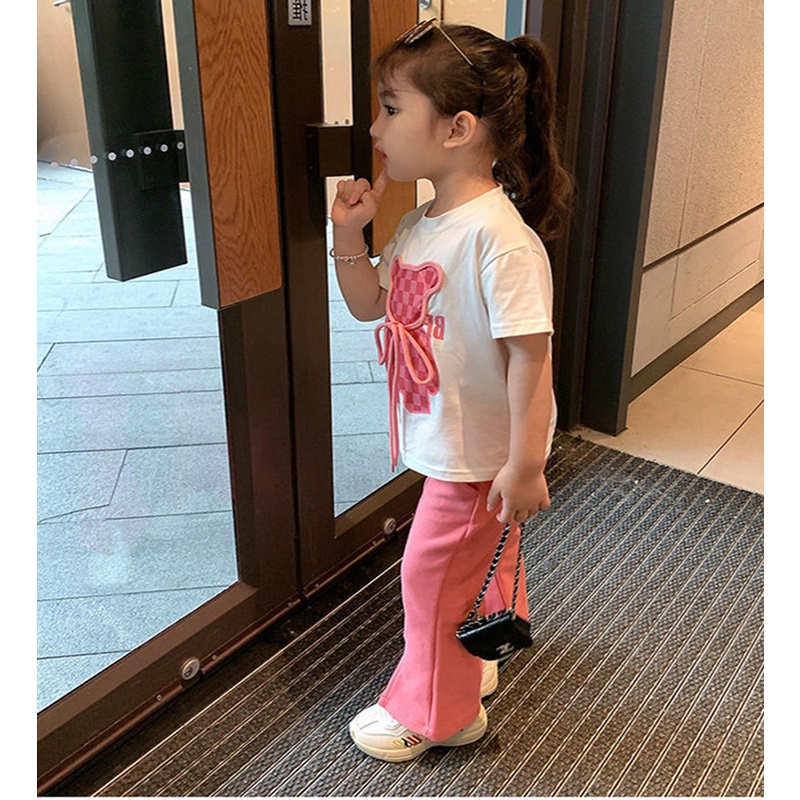 Bololo Set Áo Thun Tay Ngắn + Quần short Họa Tiết Hoạt Hình Dễ Thương Cho Bé Gái