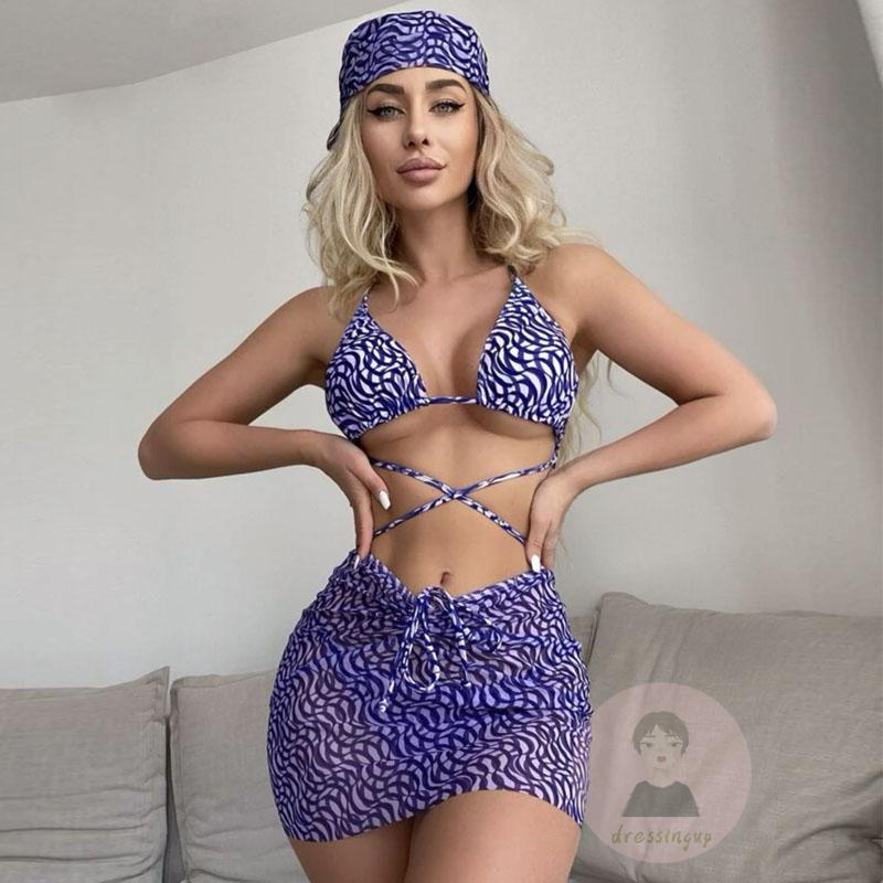 Bộ Đồ Bơi In Họa Tiết Gợn Sóng Nước Thời Trang Mùa Hè Cho Nữ