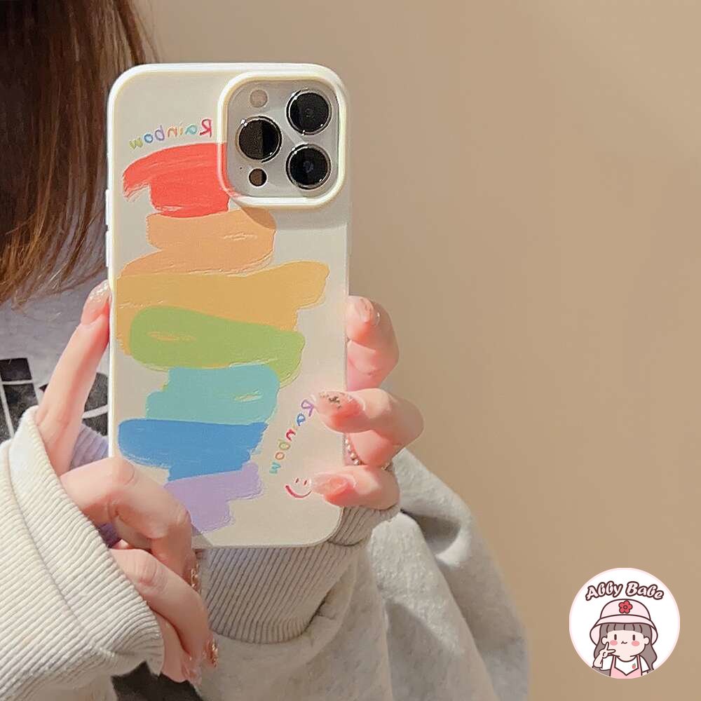Ốp Điện Thoại TPU Mềm Bo Viền Chống Bụi Màu Cầu Vồng / Trắng Cho IPhone 14 Pro Max 13 12 11 Pro Max