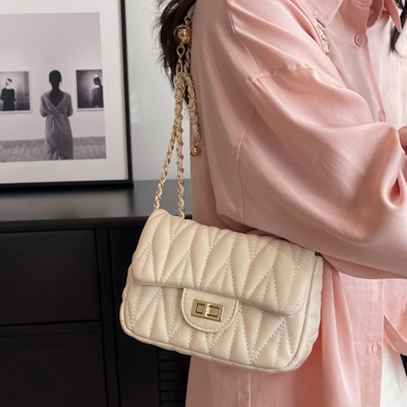 Túi Đeo Vai Màu Trơn Có Khóa Màu Sắc Ngọt Ngào Dễ Phối Đồ Thời Trang Cho Nữ