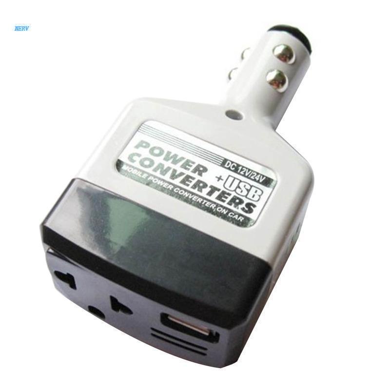 NERV Car Power Inverter Converter USB for DC 12V/24V to AC 220V Voltage Transformer