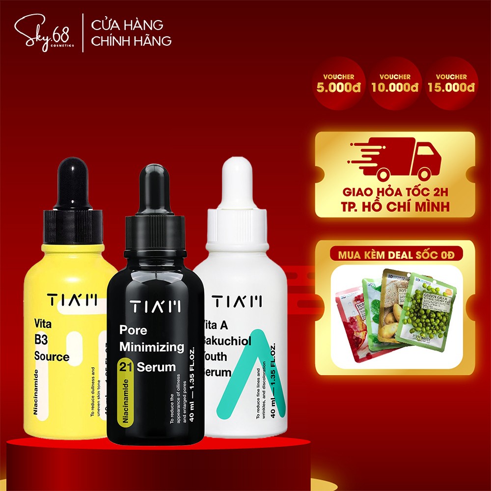 Tinh Chất Dưỡng Trắng Da, Phục Hồi Da Sau Mụn, Kiểm Soát Dầu Nhờn, Ngăn Lão Hóa Tiam Serum 40ml