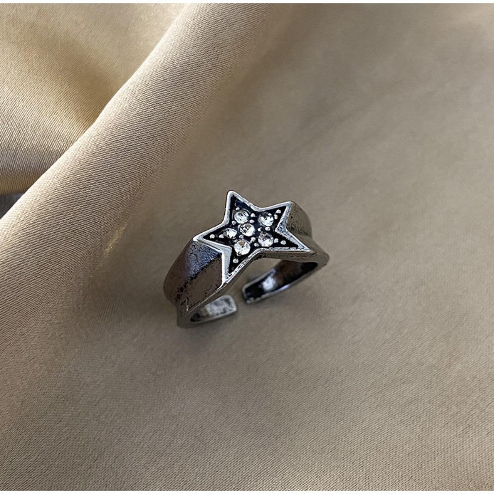 Nhẫn Hình Ngôi Sao Lấp Lánh Phong Cách Vintage Cho Nữ|Nhẫn Hình Ngôi Sao Năm Cánh Lấp Lánh Phong Cách Hàn Quốc