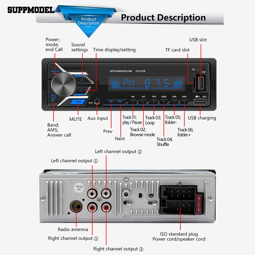 Máy Nghe Nhạc MP3 FM Thẻ TF Kết Nối Bluetooth 4.0 Có Đèn Nhiều Màu Cho Xe Hơi