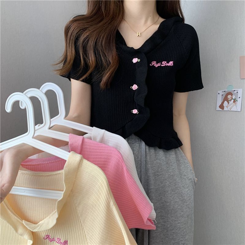 COZOK Áo Kiểu Tay Ngắn Phối Ren Thời Trang Cho Nữ