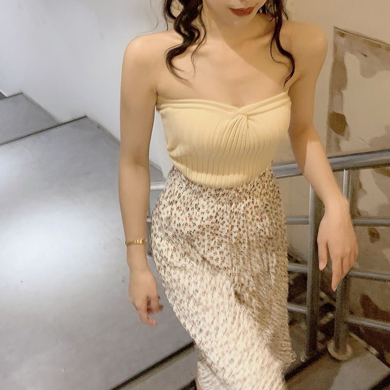 Áo ống COZOK dệt kim trễ vai thiết kế quyến rũ cho nữ