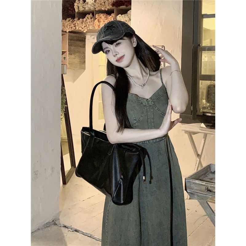 Đầm Denim Dáng Chữ a Ôm Eo Thời Trang Xuân Hè Hàng Mới 2023