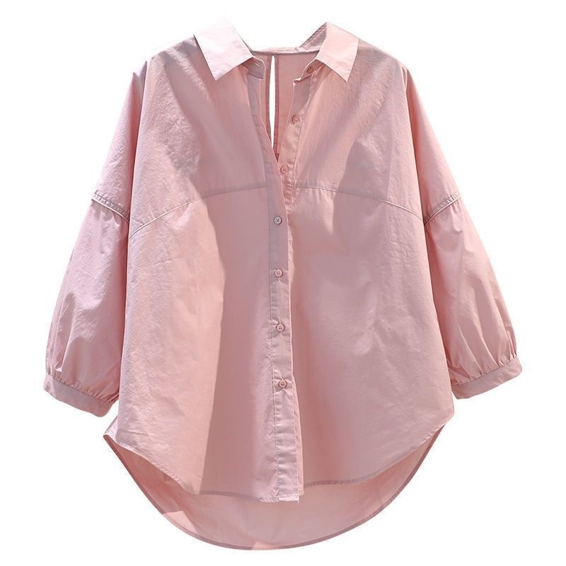 Áo Sơ Mi Cotton Tay Dài Dáng Rộng Màu Trơn Thời Trang Xuân Thu Hàng Mới Dành Cho Bạn Nữ
