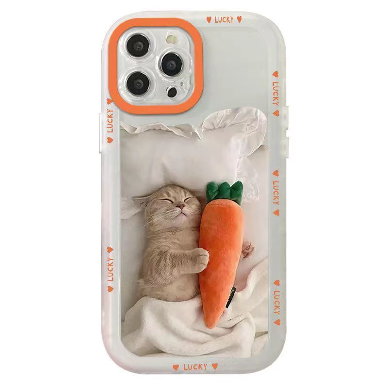 ✅Ốp Điện Thoại Trong Suốt In Hình Củ Cà Rốt Mèo Cho iPhone 14 / 13pro 12promax 7Plus 12 / 13pro