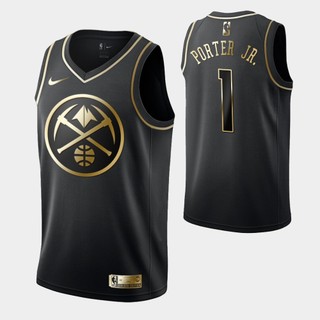 Michael Porter Jr. #1 Denver Nuggets Áo Jersey Đen Phiên Bản Vàng