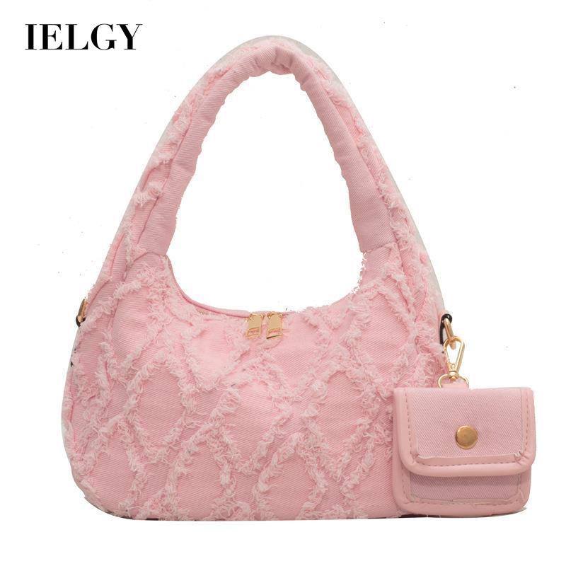 Ielgy retro niche Túi Xách Tay Bằng Vải canvas denim Đơn Giản Và Độc Đáo Cho Nữ