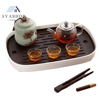 Bộ Khay Trà Giả Gỗ Kiểu Dáng Hiện Đại Tối Giản，Khay úp ly cốc, khay trà nhựa PP cao cấp đựng ấm chén