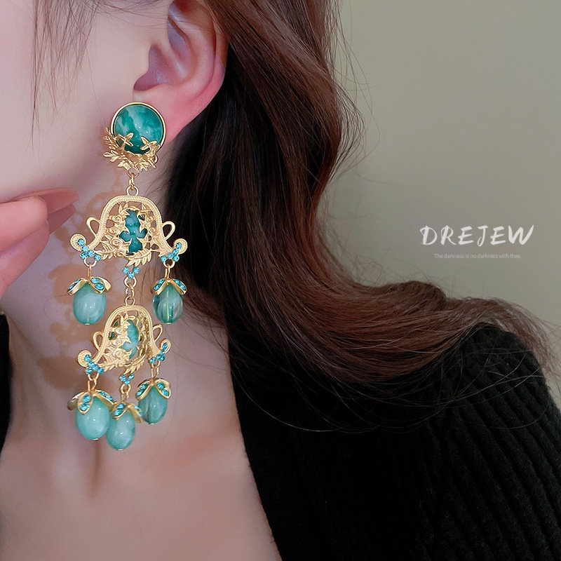 Khuyên tai DREJEW kiểu cành hoa phong cách Âu Mỹ cổ điển cho nữ