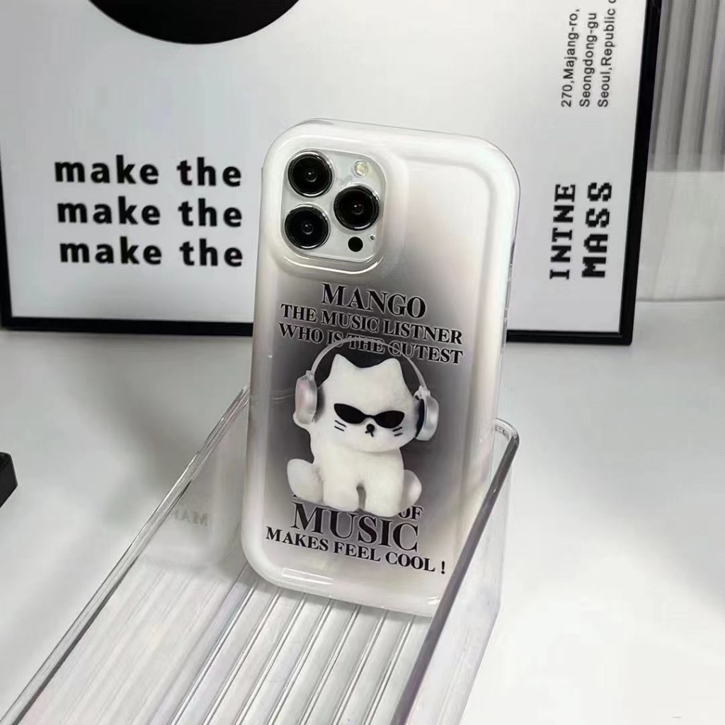 ✅Ốp Điện Thoại Túi Khí Mềm Hình Mèo Đeo Kính Mát Cho Iphone 13pro11 12 78Plus 14Promax 13Promax 11 14 xr 5